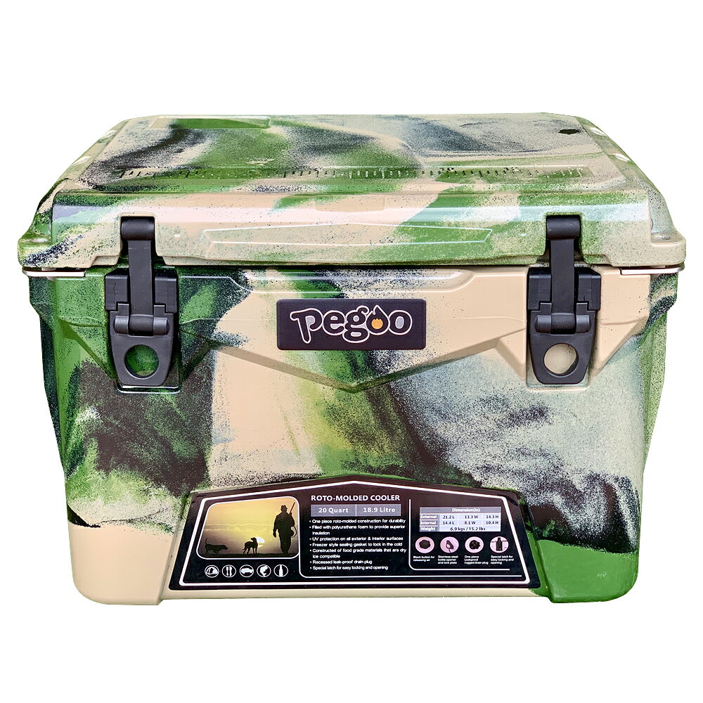 アイスランド クーラーボックス 20QT（18.9L） グリーンカモ/Green camo おしゃれ 人気 ハードクーラー 極厚クーラー ICELAND アウトドア キャンプ キャンパー ピクニック 釣り ミリタリー 