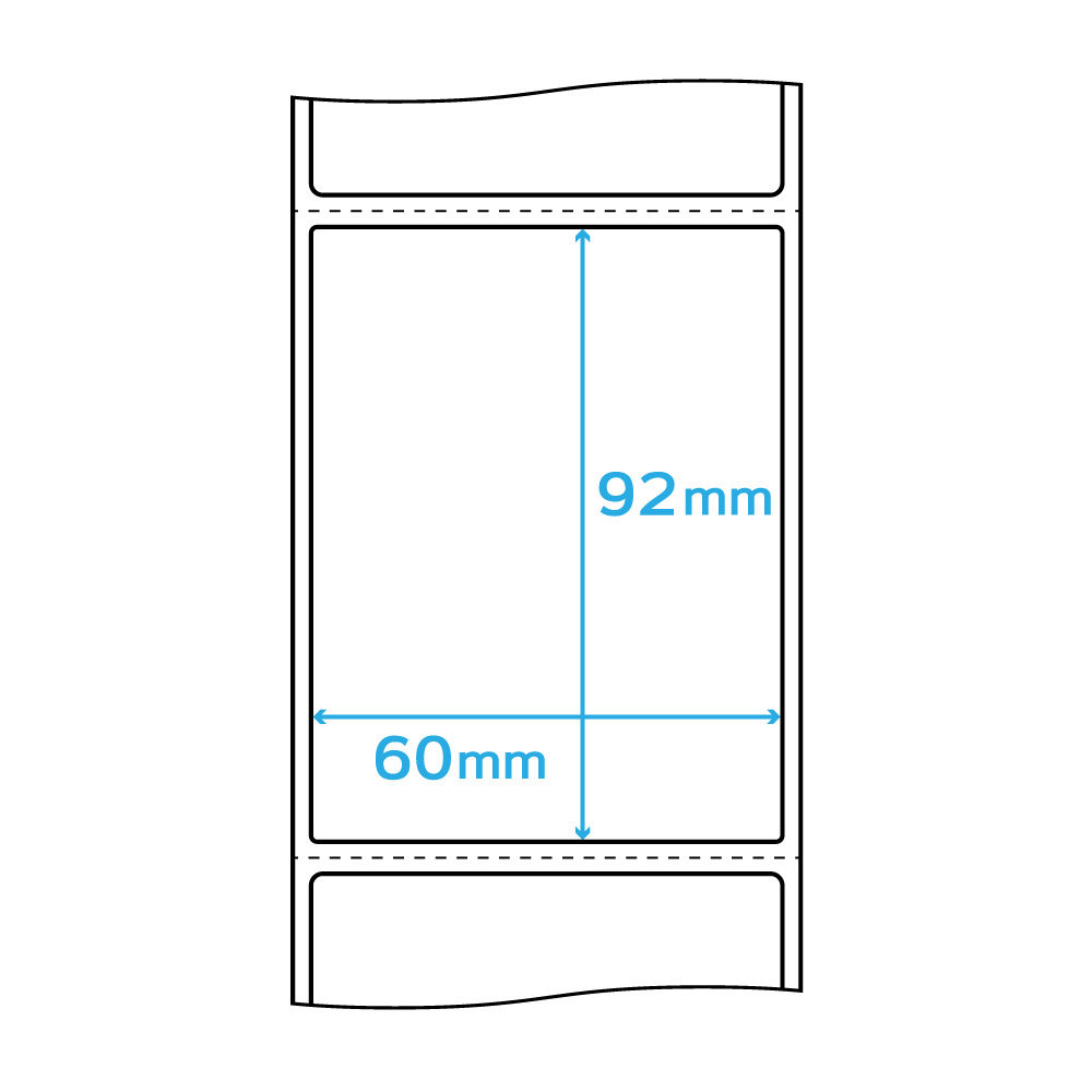 歩人 web店の物流標準PDラベル Bタイプ タテ型 強粘着 ロール 92×60mm 感熱 裏巻 7200枚 【沖縄・離島 お届け不可】｜アングル2