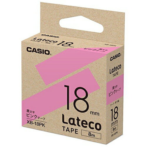 【3本セット】 カシオ CASIO ラテコ Lateco 詰め替え用テープ 18mm 黒文字 / ピンクテープ XB-18PK