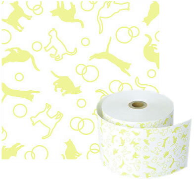 58mm幅用 58×80×12 ねこ クリーム ファンシー感熱レジロール紙 【50巻入】 【沖縄・離島 お届け不可】