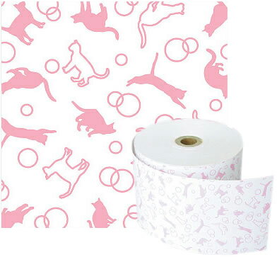 58mm幅用 58×80×12 ねこ ピンク ファンシー感熱レジロール紙 【50巻入】 【沖縄・離島 お届け不可】