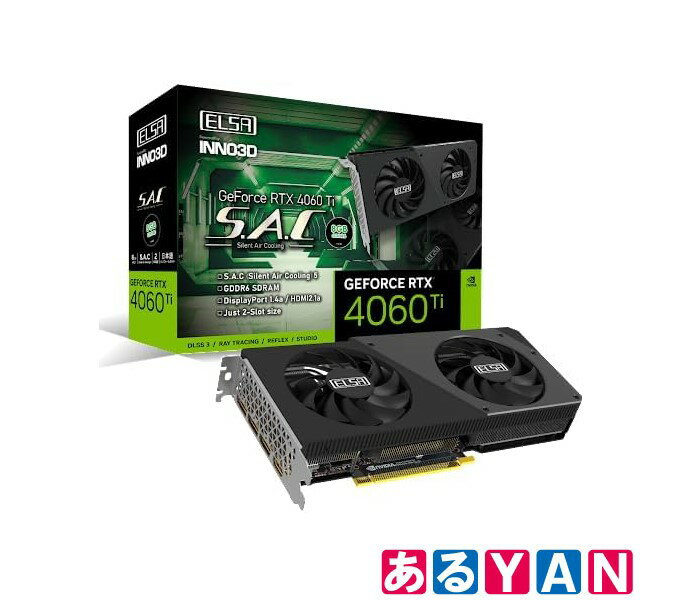 ELSA GeForce RTX 4060 Ti 8GB S.A.C V2 GD4060T-8GERS2 2å 2Ϣե VRAM 8GB 륶 եåܡ ӥǥ  ̵