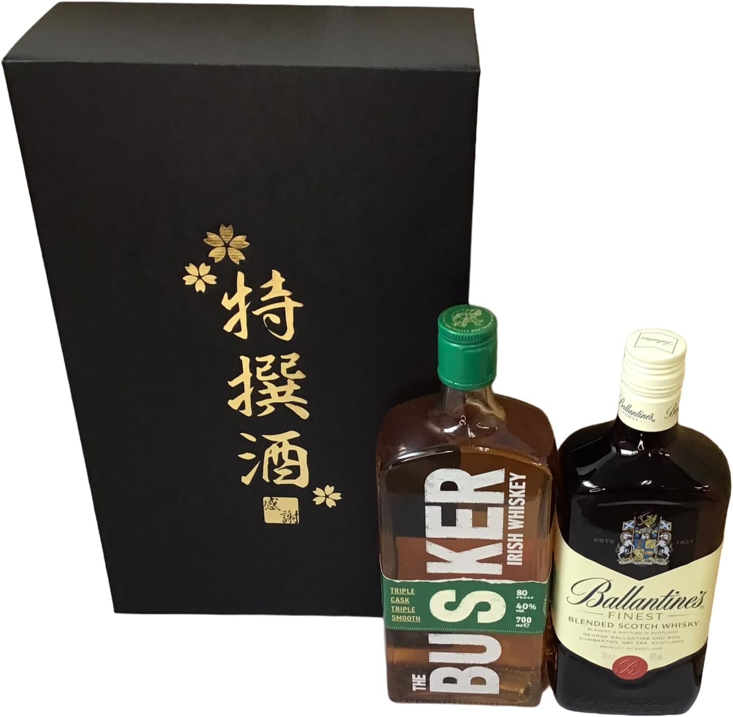特撰酒箱入り バスカー アイリッシュ ウイスキー ＋ バランタインファイネスト (全て700ml) 飲み比べ2本セット