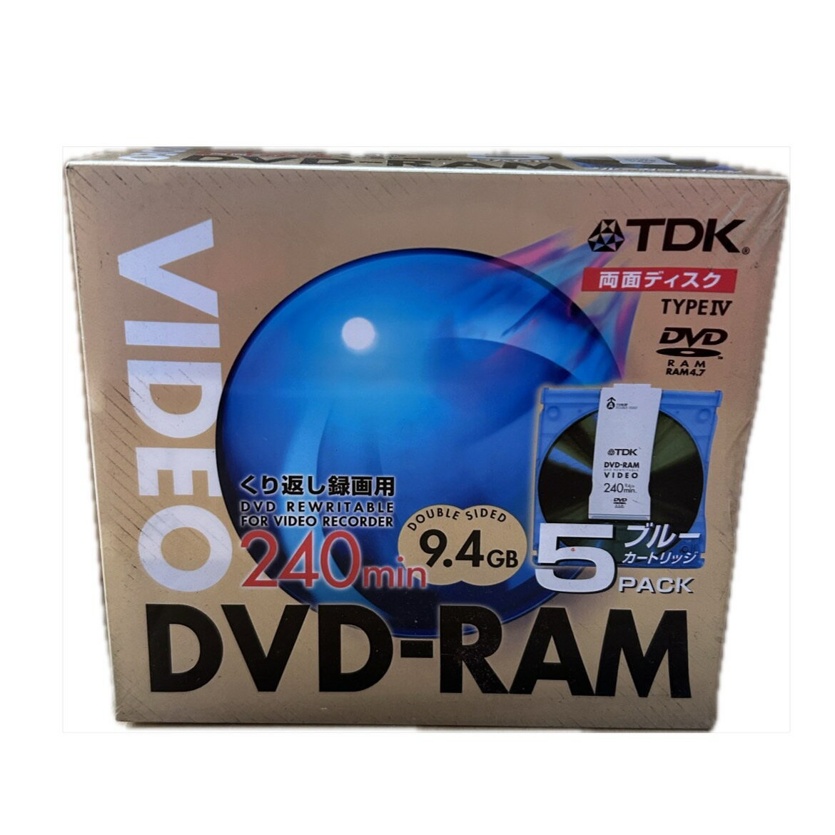  訳ありDVD-RAM 9.4GB くり返し録画用 240min 5枚入り 両面ディスク ブルーカートリッジ