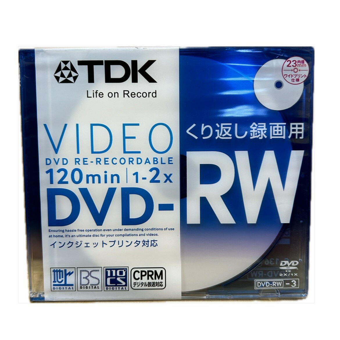 【終売】訳あり【TDK】 DVD-RW 1-2倍速 120分 くり返し録画用 インクジェットプリンタ対応