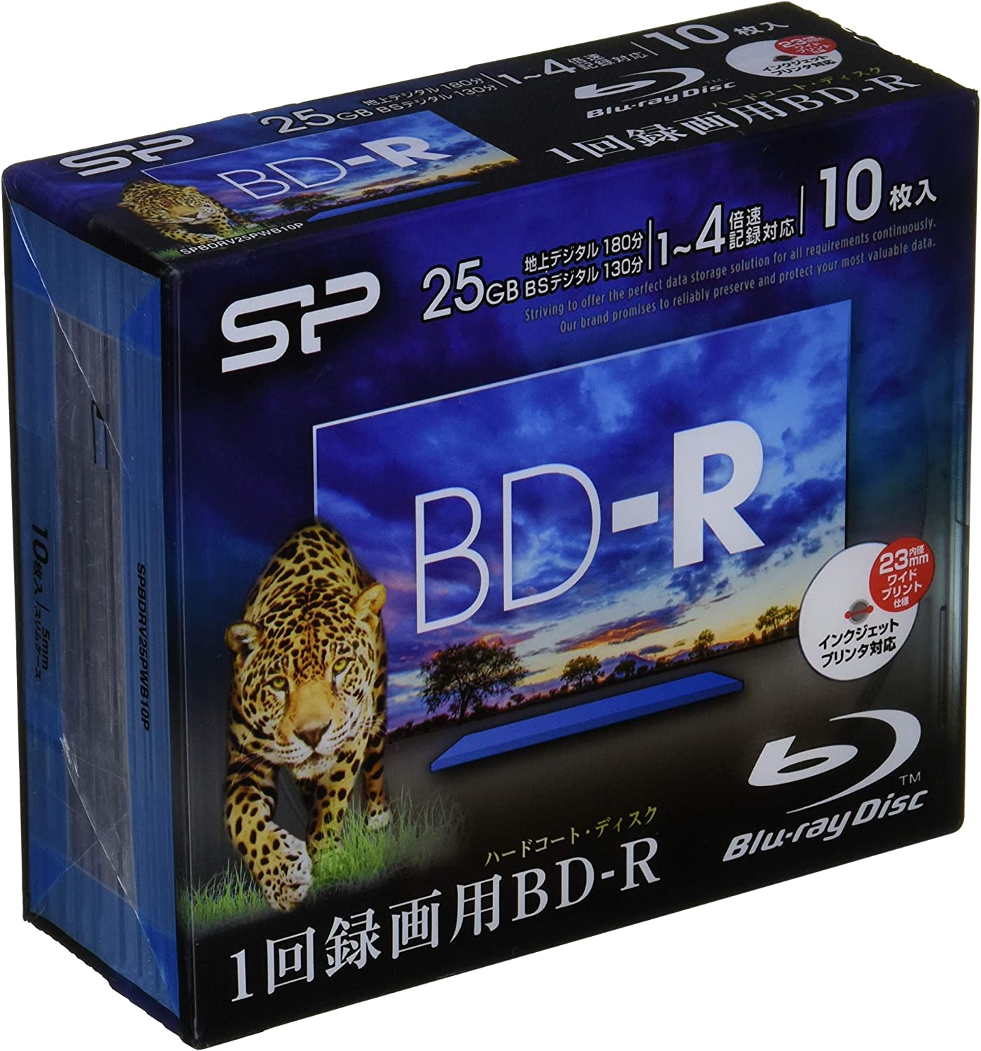 シリコンパワー 1回録画用 ブルーレイディスク BD-R 25GB 1-4倍速 印刷対応ホワイトディスク 10枚 SPBDRV25PWB10P