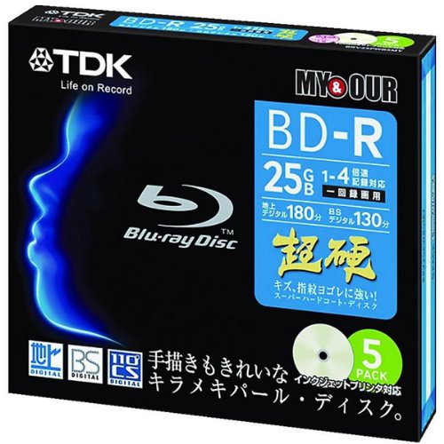 終売 ★TDK BRV25PWB5MY 録画用BD-R 5枚 4倍速 プリンタブル 25GB カラーミックス採用パールレーベル 薄型ケース