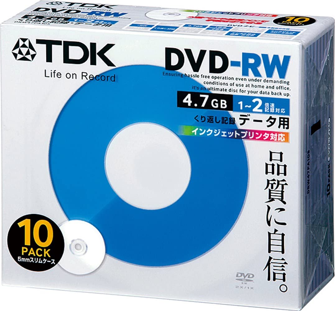 終売 ★DRW47PA10S TDK データ用DVD-RW 4.7GB 2倍速記録対応 プリンタブル 10枚入り