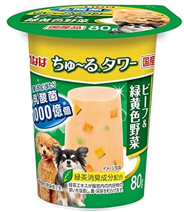 【8個セット】【いなば】ちゅ～るタワー ビーフ＆緑黄色野菜　80g×8コ（1ボール）DC-21　緑