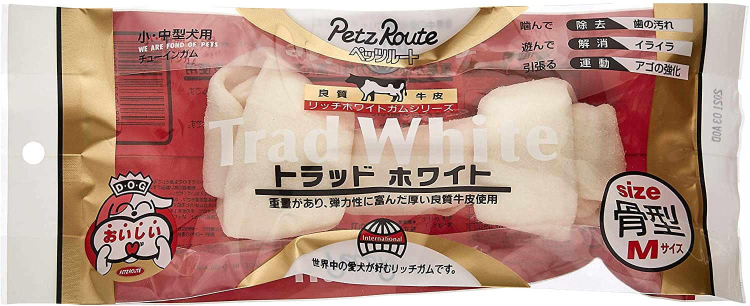 乐天商城 - ペッツルート （Petz Route） トラッドホワイト 骨型　【Mサイズ】　1本入