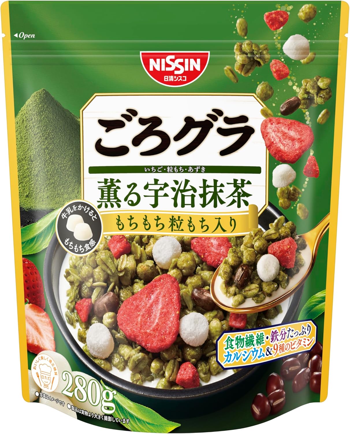 ◆12袋セット◆【日清食品】ごろグラ 薫る宇治抹茶 もちもち粒もち入り 280g×12袋