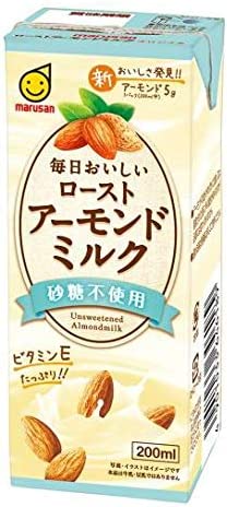 【マルサンアイ】毎日おいしい ローストアーモンドミルク 砂糖不使用　200ml×24本