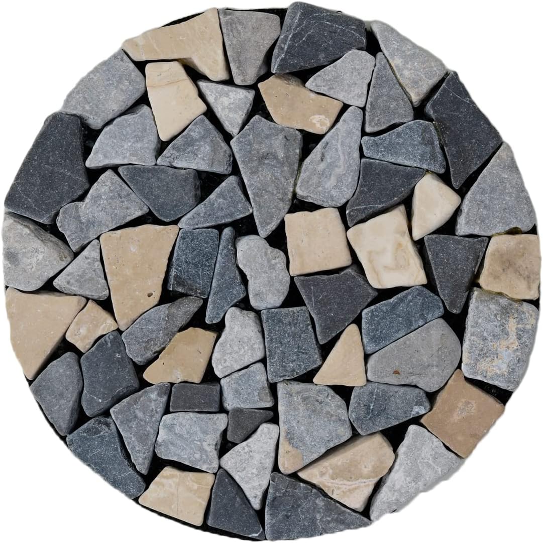 【山善】ガーデンマスター(Gardenmaster) 天然石シート ベージュ/グレー　直径17cm STR-17(MX)