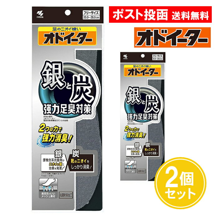 銀と炭のオドイーター 1足分 2個セット オドイーター 中敷き 消臭 インソール フリーサイズ 靴の中敷き 抗菌 防臭 小林製薬