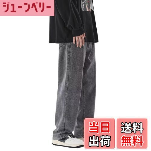 【送料無料】[VICALLED] ジーンズ メンズ ワイド デニムパンツ メンズ ウエストゴム 大きいサイズ ズボン ゆったり ルーズ イージーパンツ 色：グレー、サイズ：2XL