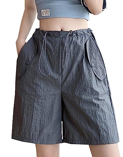Ekieta レディース ショートパンツ レディース 半ズボン 速乾 短パン レディース スポーツ 5分丈 登山 ゆったり カジュアル ハイウエスト 夏 無地 色:グレー、サイズ:L Ekieta レディース ショートパンツ レディース 半ズボン 速乾 短パン レディース スポーツ 5分丈 登山 ゆったり カジュアル ハイウエスト 夏 無地 色:グレー、サイズ:L