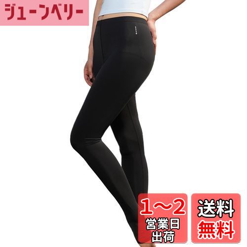 [IRCOLVE] 水着 レディース ラッシュガード レギンス 水陸両用 ロング かかと穴あき パンツ [UPF50+ UVカット+冷感速乾] トレンカ スパッツ 体型カバー スイムウェア スポーツレギンス 色：ブラック、サイズ：S