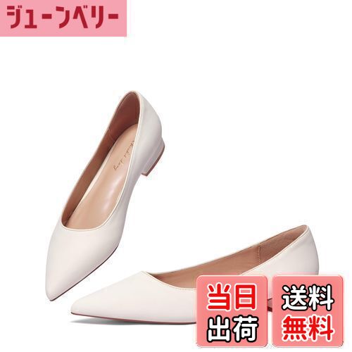 【送料無料】[GENSHUO] つま先が尖った快適で万能な女性用フラットシューズ 色：ホワイトソフトPU（汚れやすいので、アルコールで拭いてください）、サイズ：26.0 cm E