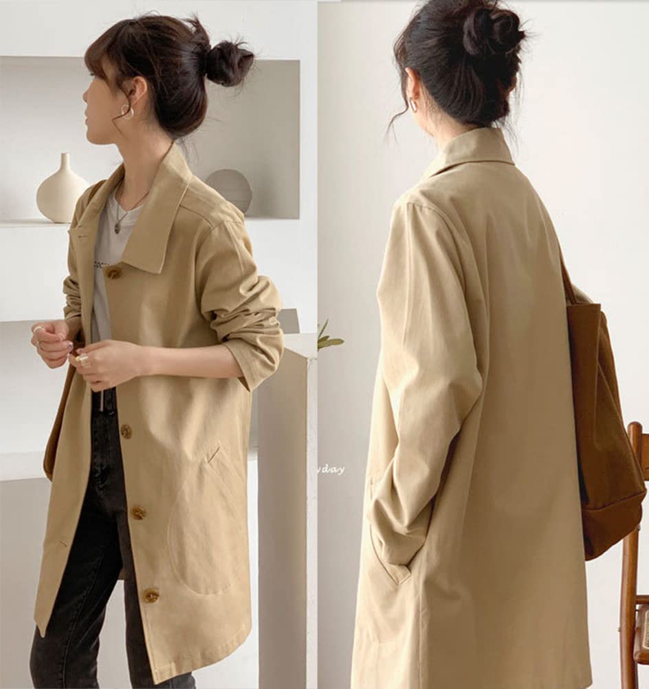 【送料無料】[TASOGARA] レディース トレンチコート, スプリングコート, ロング丈, 薄手, 裏地付き, 大きいサイズ, 通勤用, 春秋アウター 色：アプリコット、サイズ：L 3