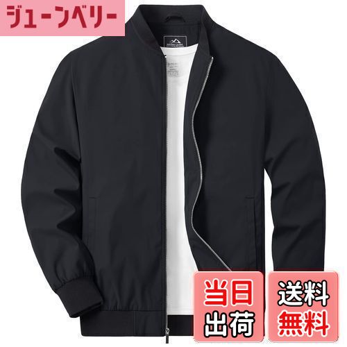 【送料無料】[TACVASEN] ジャンパー メンズ 作業着 バイク ジャケット 軽量 薄手 登山 ビジネス 野球 ライダースジャケット 撥水 防風 アウター 秋 人気 ブルゾン カジュアル 色：ブラック、サイズ：XL