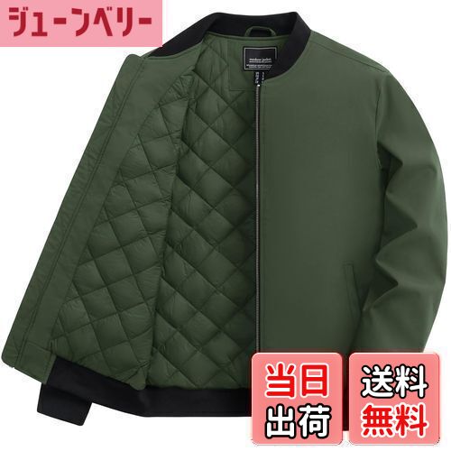 【送料無料】[TACVASEN] ジャケット メンズ 冬 バイクジャケット 作業着 防寒 ブルゾン パイロット ジャンパー 登山 中綿入れ カジュアル 秋物 軽量 防風 アウター 色：ミリタリーグリーン、サイズ：XL