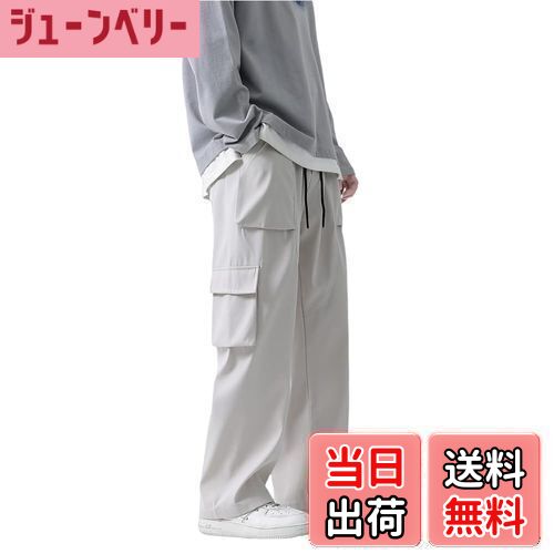 [TIDEWORD] カーゴパンツ メンズ ズボン ワイドパンツ ワークパンツ ゆったり 大きいサイズ ストレッチ ストレート おしゃれ 作業用 速乾性 春 夏 秋 S-5XL 色：ホワイト、サイズ：2XL