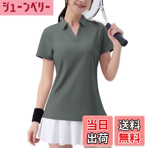 【送料無料】[TACVASEN] ポロシャツ レディース 速乾 vネック スボーツ 通勤ウエア ゴルフ ティーシャ..