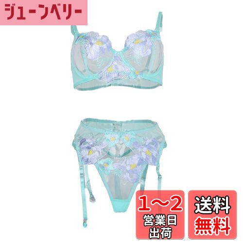 [qianqu] テディベビードールストラップブラとパンティーセットのレースガーターベルトランジェリーセット 色：グリーン-1、サイズ：XL-2XL Regular