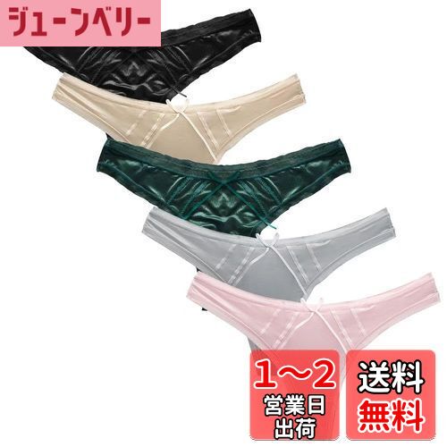 [TUOTISI] Tバック レース レディース ショーツ リボン 下着 インナー セクシーショーツ ランジェリー ローライズ パンティ シームレス 美尻 響きにくい 速乾 シースルー 薄い シースルー5枚入り 色：6011-5色、サイズ：LL Regular