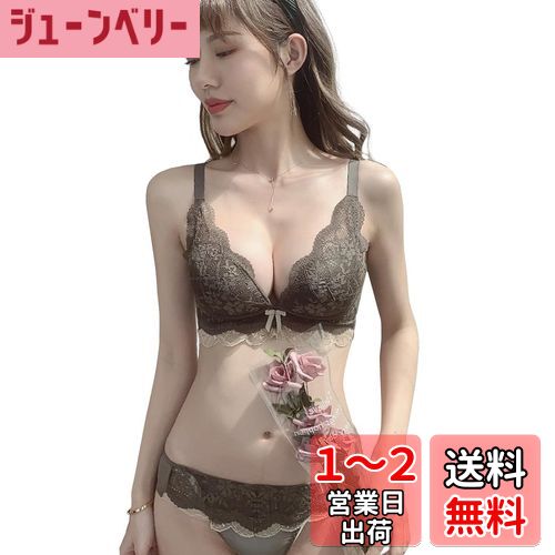 [Sumering] TSKN 盛りブラ レース 下着 レディース 上下セット 脇高 ノーワイヤー 3/4カップ 脇肉すっきり バストアップ ブラジャーショーツセット 色：TSKN_グリーン(green)、サイズ：M
