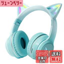 子供用ヘッドホン Megadream マイク付き 無線/有線聴覚保護 子供 成人 兼用 折りたたみ式 ネコ耳ヘッドフォン 猫耳LEDライト/両側RGBライトデザイン サイズ調節可能 学校/タブレット/旅行/MP3 (緑色)