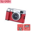 SIUTATDSH カメラハーフケース Fuji X100VI用、ビンテージメタル本革インスタントカメラ保護ケース スタイリッシュ ポータブル 耐衝撃 (レッド...