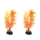 CAPASTEC 水族館用プラスチック植物、人工水草 12cm(オレンジ)2個セット