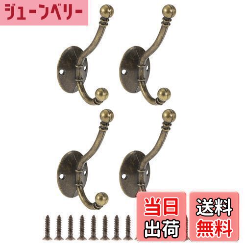 【送料無料】CAPASTEC 壁掛けフック 4個 タオルフック コートフック アンティーク調フック クローゼットフック ドアフック バスルーム キッチン用 3....