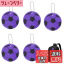 CAPASTEC 反射 キーホルダー リフレクター キーリング サッカー模様 反射板 交通安全 安全グッズ 通学 通勤 散歩 夜間 事故防止 紫 5個入り