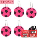 CAPASTEC 反射 キーホルダー リフレクター キーリング サッカー模様 反射板 交通安全 安全グッズ 通学 通勤 散歩 夜間 事故防止 ピンク 5個入り