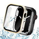 CABOBE 対応 Apple Watch ケース 44mm IP68 防水ケース 3D直角エッジデザイン メッキ加工 アップルウォッチSE2/SE/6/5/4 カバー Apple Watch SE2/SE/6/5/4 カバー 対応 アップルウォッチ ケース ガラスフィルム 一体型 PC素材 耐衝撃 全面保護 対応 44mm ホワイト+ゴール(2)