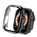 【2024改良モデル】CABOBE 対応 アップルウォッチ カバー 49mm メッキ加工 アップルウォッチウルトラ2/ウルトラ ケース Apple Watch Ultra2/Ultra ケース 対応 Apple Watch カバー ガラスフィルム 一体型 PC素材 耐衝撃 全面保護 対応 49mm ブラック(2)