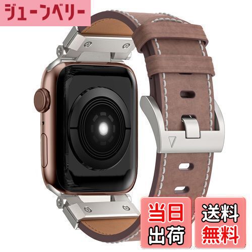 【送料無料】CABOBE Apple Watch バンド 革 Apple Watch 9/8/7 Apple Watch SE/SE2/6/5/4 Apple Watch 3/2/1 Apple Watch Ultra2/Ultra 対応 アップルウオッチ バンド 本革 ビジネス ステンレス製 49mm 45mm 44mm 42mm 耐衝撃 男女通用 高級ベルトレザー製 (49mm 45mm 44mm 4