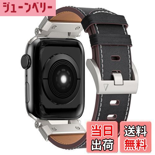 【送料無料】CABOBE Apple Watch バンド 革 Apple Watch 9/8/7 Apple Watch SE/SE2/6/5/4 Apple Watch 3/2/1 Apple Watch Ultra2/Ultra 対応 アップルウオッチ バンド 本革 ビジネス ステンレス製 49mm 45mm 44mm 42mm 耐衝撃 男女通用 高級ベルトレザー製 (49mm 45mm 44mm 4