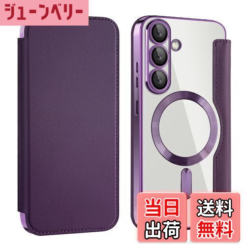 【送料無料】Kanyaku Samsung GalaxyS25Plus用のケース MagSafe対応 レンズ保護 ケース 手帳型 用 カバー 高級8P PUレザー ス マホケース スタンド機能 優しくて快適 カード収納付き 耐衝撃 ワイヤレス充電対応 薄型 軽量 スマホケース (JDPT-S25p-zi)