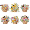 JISHSHAY 6個 ダイヤモンド ペインティング 冷蔵庫用マグネット 花 DIY ダイヤモンド アート 冷蔵庫用マグネット 花かご 5D ダイヤモンドアート キット ビーズアート 初心者 手芸キット 小さなダイヤモンドアートキット 装飾 手作りキット 全面貼り付けタイプ 磁性装飾塗(3)