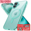 【送料無料】JETech iPhone 16 6.1インチ用 マグネット ケース MagSafe対応 衝撃吸収 バンパーカバー 傷つけ防止 クリアバック (ティールブルー)