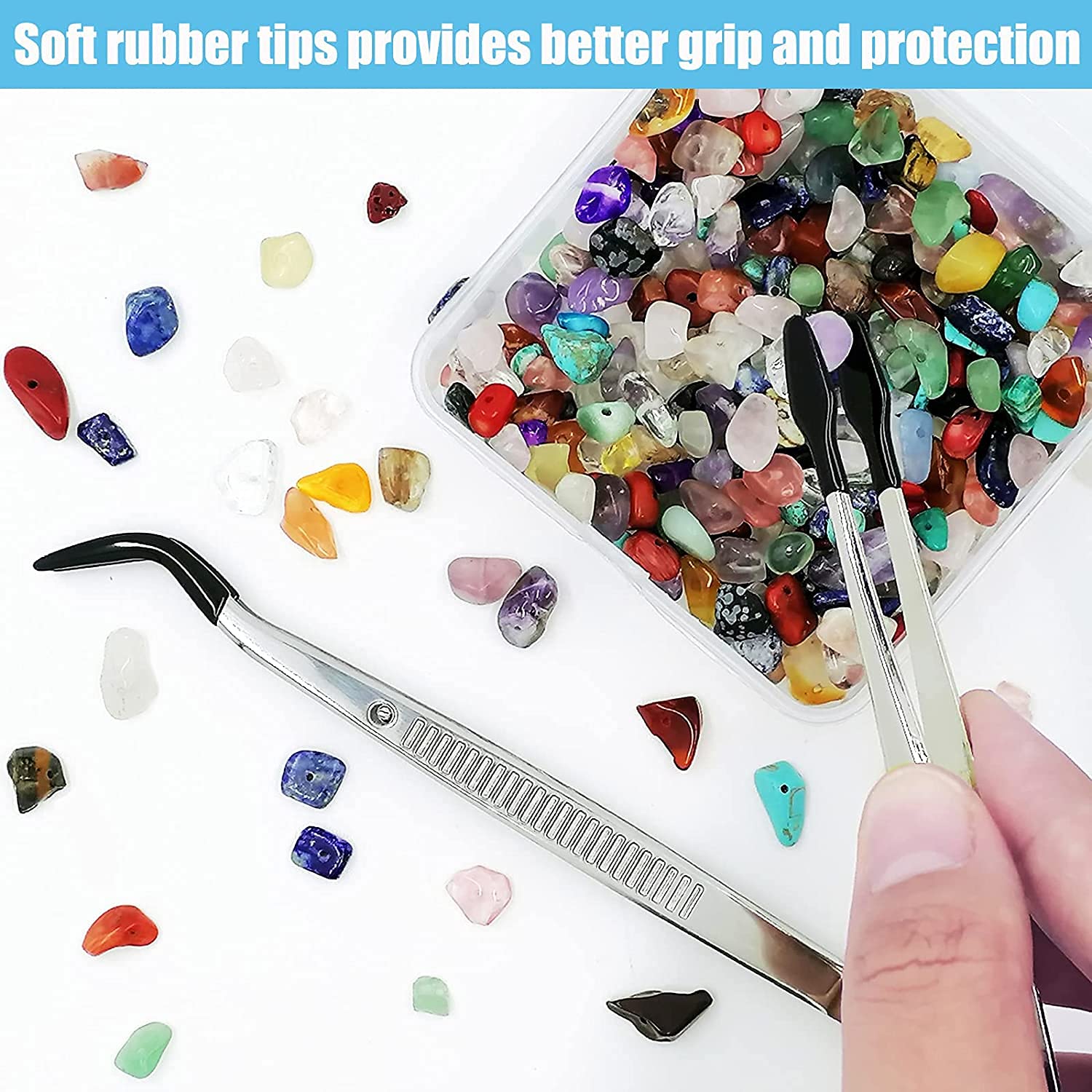 ピンセット 精密 ステンレスピンセット 静電気防止 ネイル 眉 時計用 ビーズ ペーパークラフト用 切手用 イヤリングなどの球体や、コイン宝石などの異形物の保持 150mm ステンレス製ピンセット2本セット