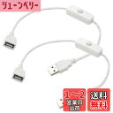 オーディオファン スイッチ付きUSBケーブル USB Aタイプ用 ソケット(メス)-プラグ(オス) 延長 データ通信不可 約33cm ホワイト 2点