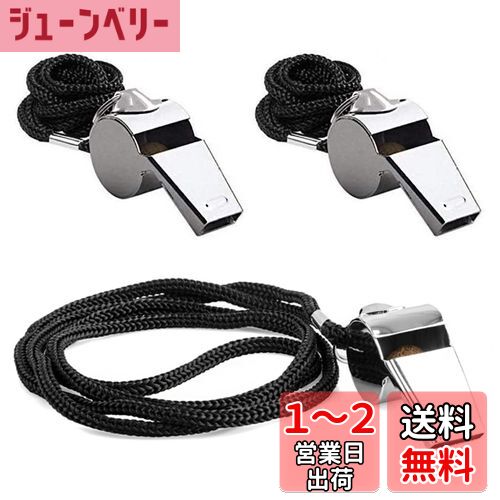BTtime ホイッスル ステンレス製 笛 金属ホイッスル ネックストラップ付き 救援 防災 アウトドア 学校 ジム 審判 ライフガード用 (シルバー 3個セット)