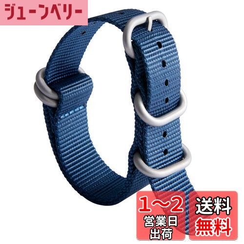 楽天ジューンベリー楽天市場店[BINLUN] 腕時計バンド 厚手G10上質時計交換用ナイロンベルト マルチカラーウオッチストラップ 男性用女性用18mm 19mm 20mm 21mm 22mm 23mm 24mm ステンレスバックル付き（青-シルバー 21mm）
