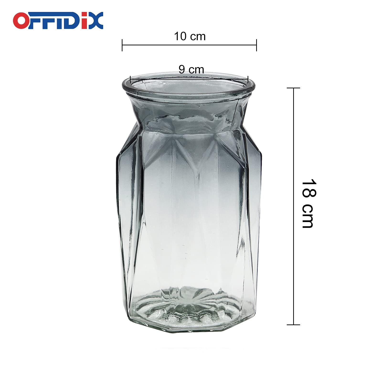 【送料無料】OFFIDIX 花瓶 ガラス製 フラワーベース おしゃれ 花器 水耕栽培 インテリア飾り 結婚式 イベント 装飾 アレンジメント 花 オフィス ホームデコレーション グラデーション 北欧風 美しい 大容量 灰白グラデーション [2]