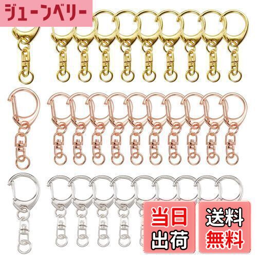 【送料無料】YFFSFDC キーホルダー金具3色30個入り回転カン付き ハンドメイド キーリング アクセサリー DIY 手芸用品 パーツ ゴールドシルバーローズ...