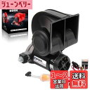 FARBIN コンパクト じどうしゃ エアホーン スーパー大声で 電動エアホーン リレーとハーネスを含む 防塵設計 DC12V 125dB 自動車、トラック、バイク、トレイン 汎用 デュアルサウンドホーンキット (12V, 黒い空気ホーン)